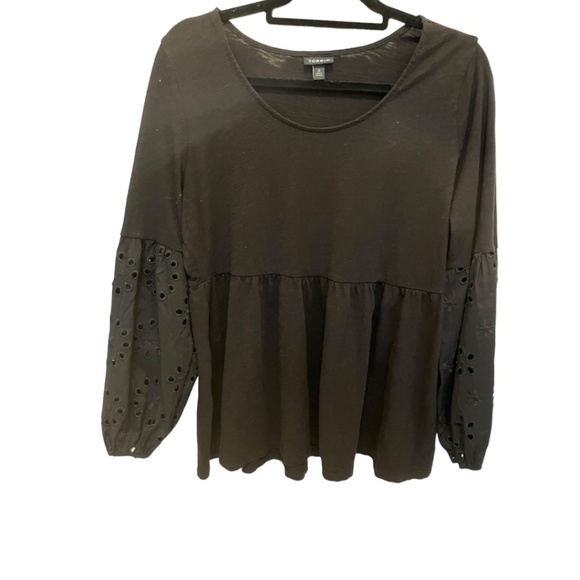 Torrid Babydoll Eyelet Sleeve Round Neck Slub Knit Cotton Modal Top Size 0 - Picture 3 of 4
